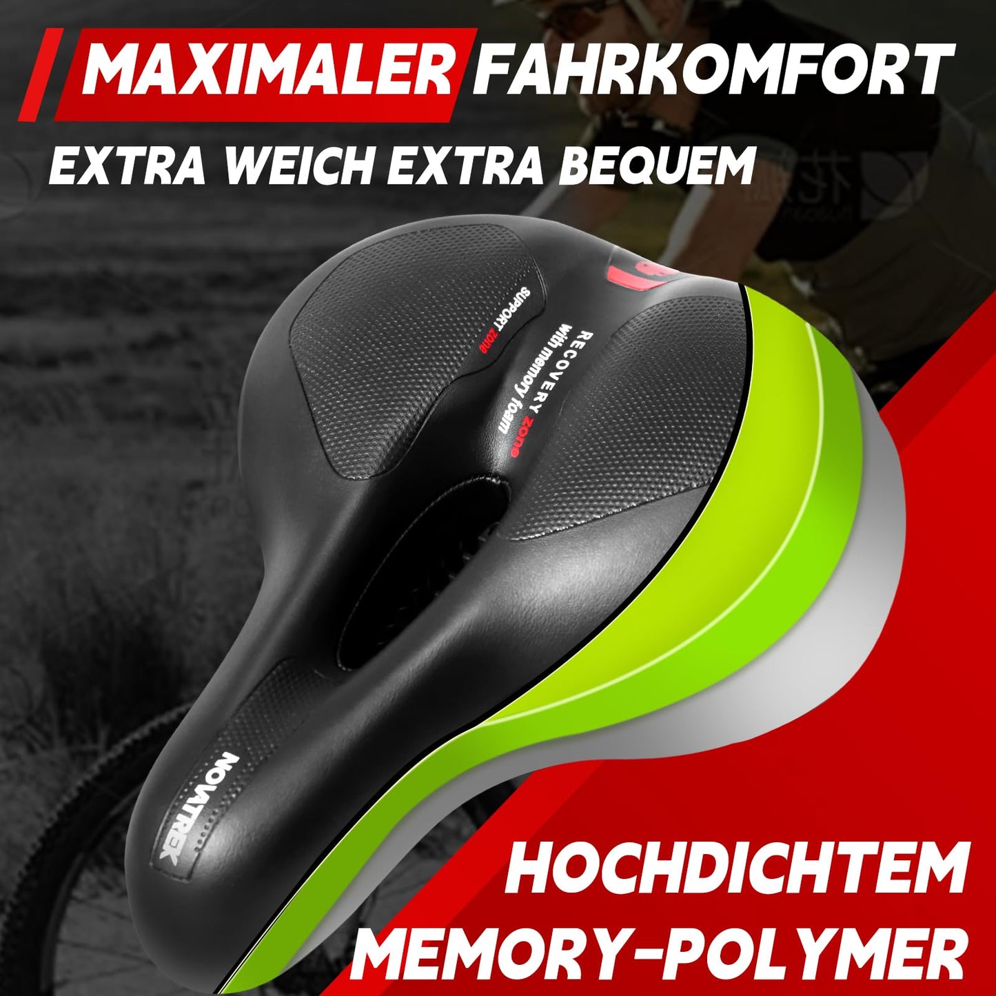 NOVATREK Premium Bike Saddle for Women Men Comfortable Soft Shock Absorbing Breathable Ergonomic Waterproof Bicycle Seat, Trekking Road City MTB e-Bike saddle.