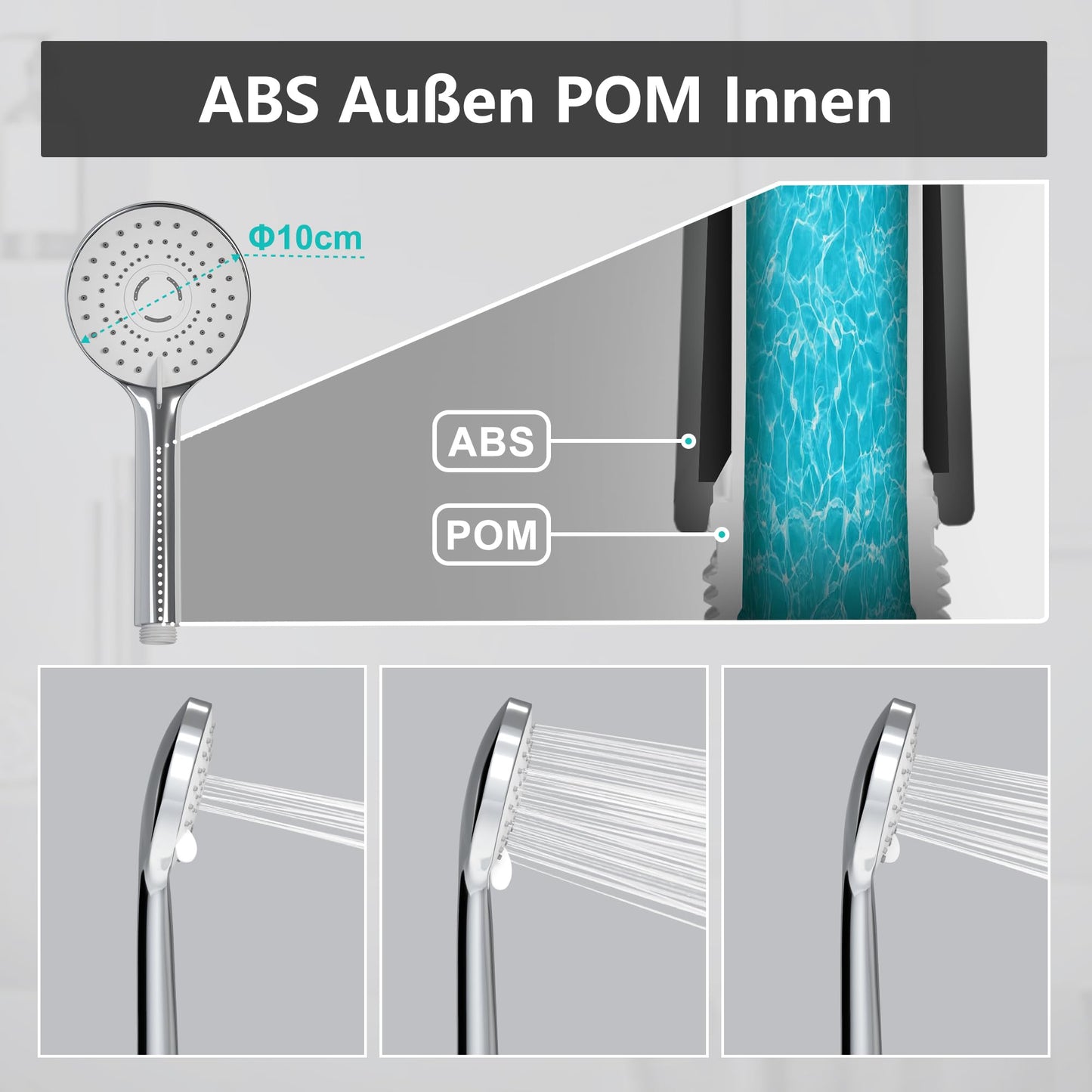 JOHO Stainless Steel Shower System Shower Set Shower Rod Rain Shower Set with ABS Shower Head D20cm