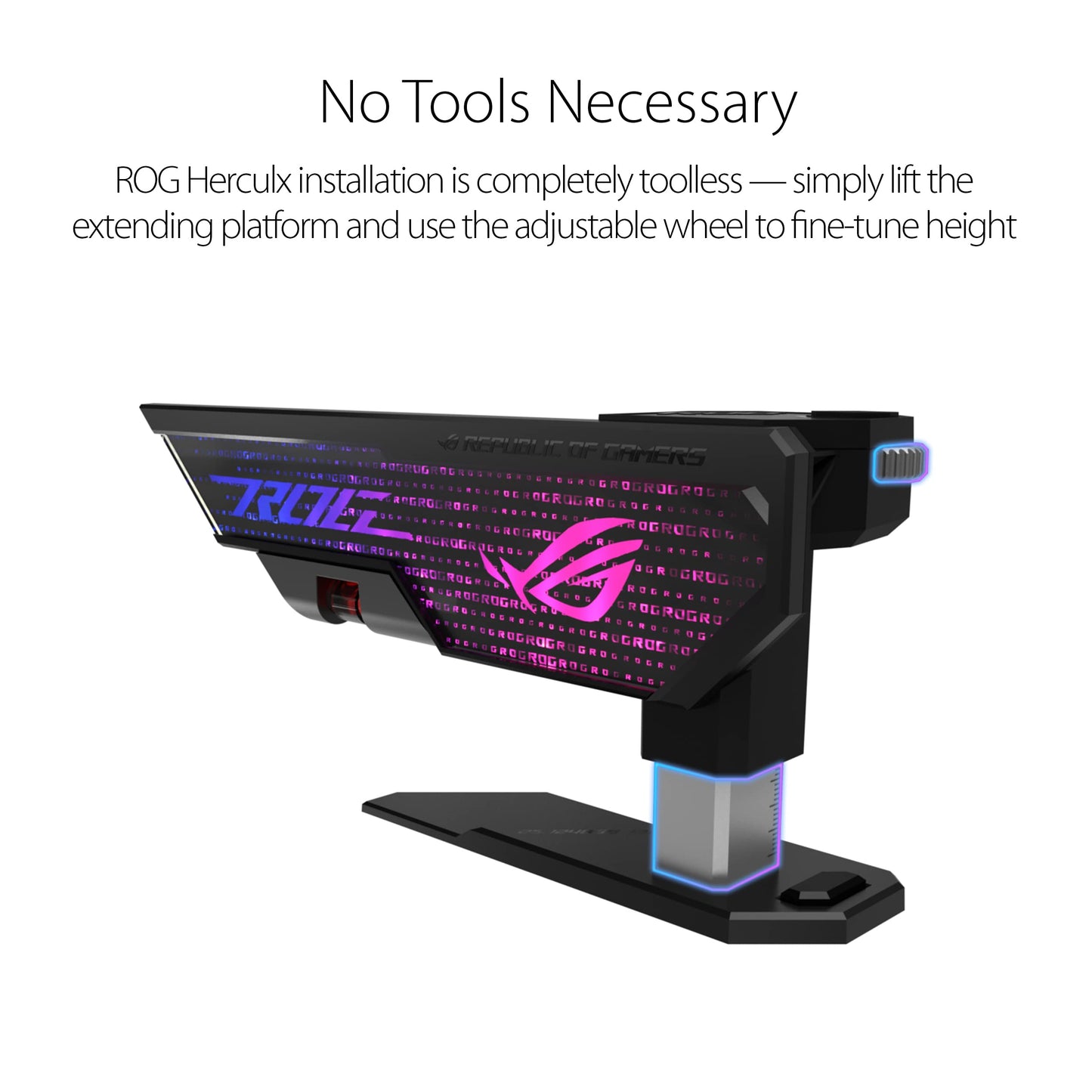 ASUS ROG Herculx graphics card holder (support height 72-128 mm, tool-less installation, built-in level, Aura Sync, Black)