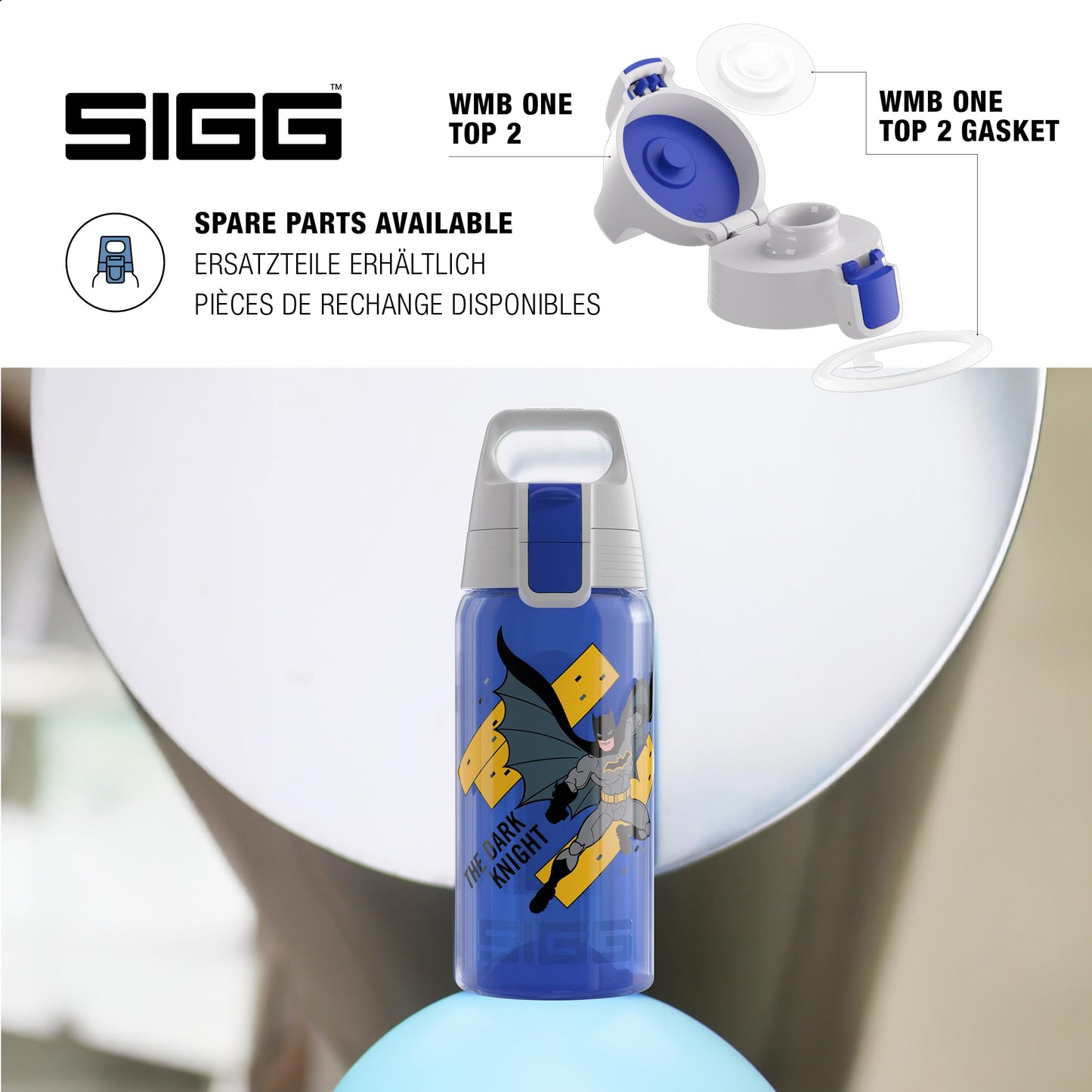 SIGG - Kids Water Bottle - Viva One - Batman - Suitable for Carbonated Drinks - Leak-proof - Dishwasher Safe - BPA Free - Sports & School - Blue - 0.5L