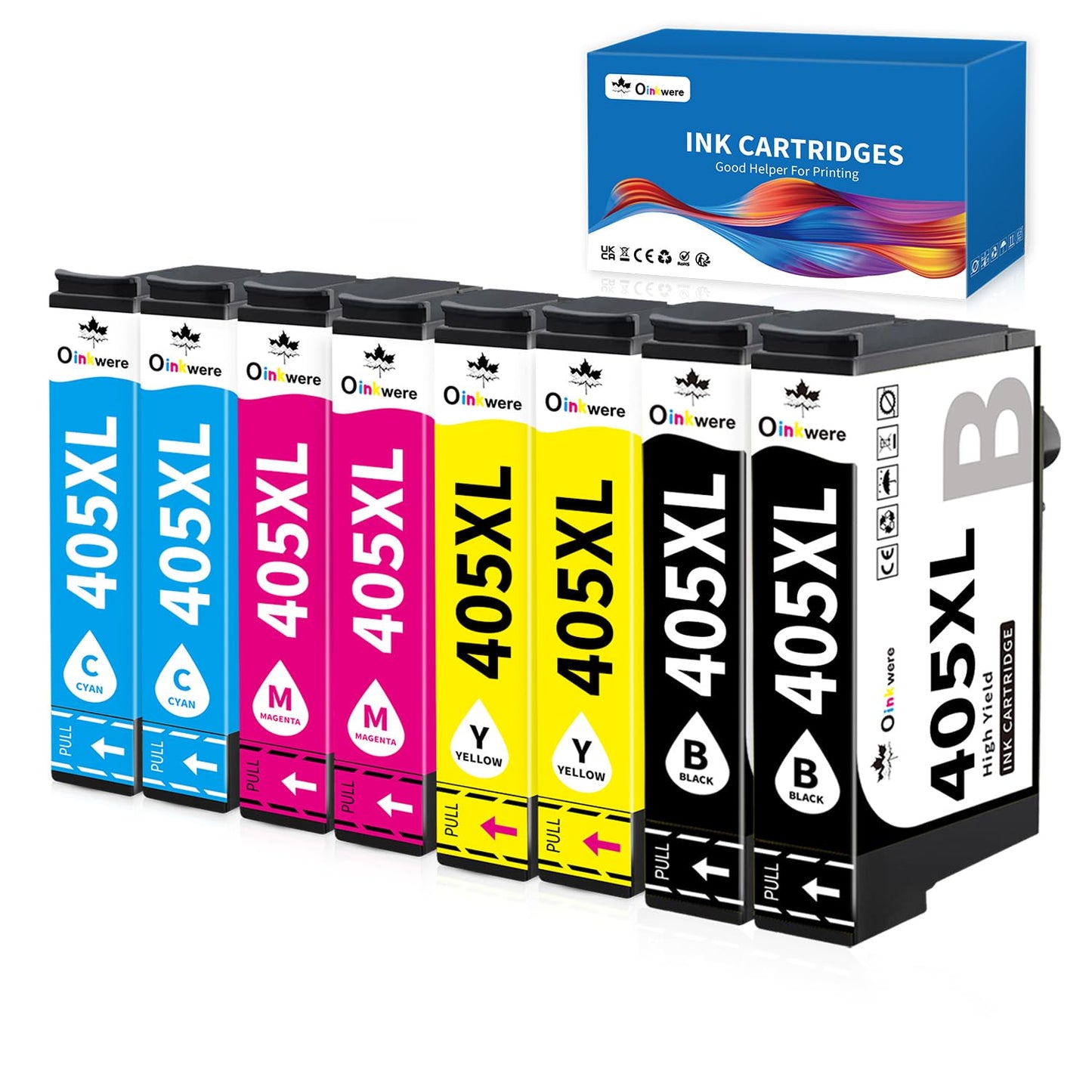 OINKWERE 405XL printer cartridges 8-pack Compatible for Epson 405XL Multipack for Epson 405 for Workforce Pro WF-4820 WF-3820 WF-3825 WF-4830 WF-4825 Workforce WF-7830 WF-7835 WF-7840
