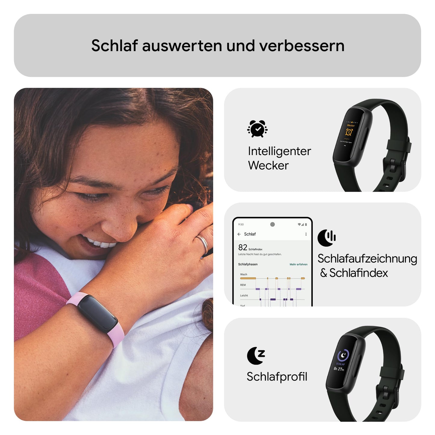 Google Fitbit Inspire 3 - Health & Fitness Tracker for women/men - Heart rate monitoring, stress management, sleep analysis & up to 10 days of battery life - Fitness watch compatible with Android/iOS