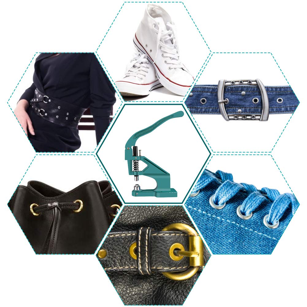 Joyful eyelet press set, eyelet pliers set hand press eyelet machine blind rivet pliers rivet pliers nut riveting pliers set 3 dies 900 eyelets 6/10/12 mm for leather crafting curtains drapes PVC