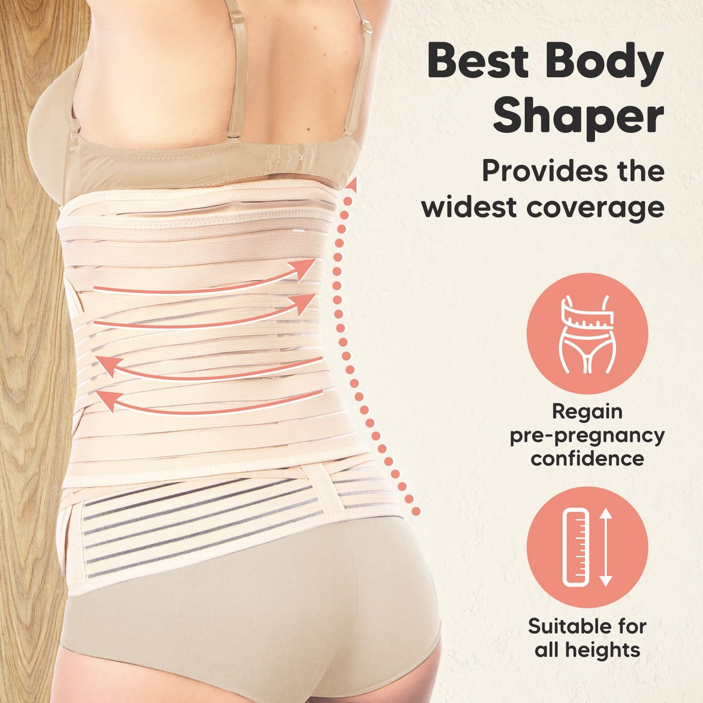 KeaBabies Revive 3 in 1 Postpartum Belt for Women - Belly Belt after Birth C-Section, Postpartum Recovery Belt, Belly Band after Birth, Pregnancy Belly Belt (Classic Ivory, XL)