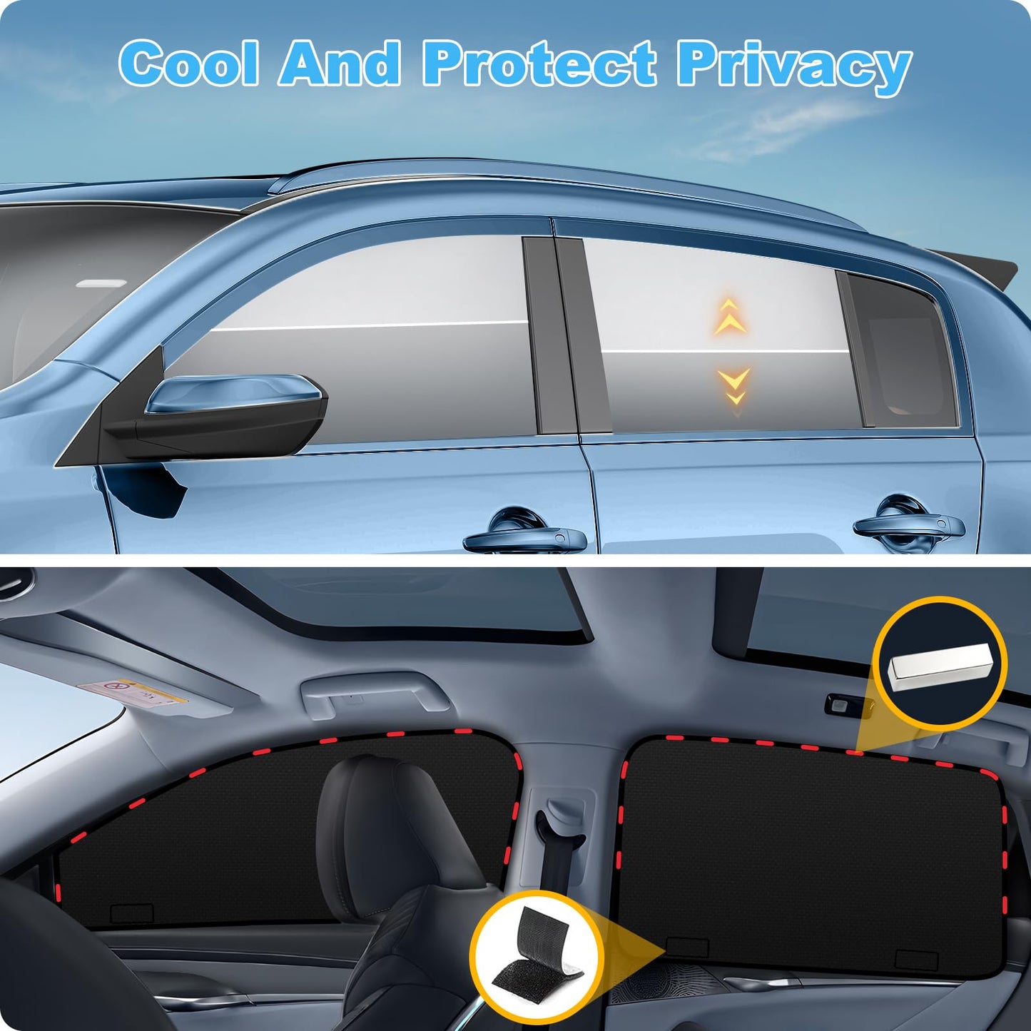 XCBYT Car Sun Shade Side Window Magnetic,4 Pieces Privacy Car Window Sunshade,Car Sun Shade Baby,UV Protection Heat Insulation Car Darkening,More Magnets (TY04S)