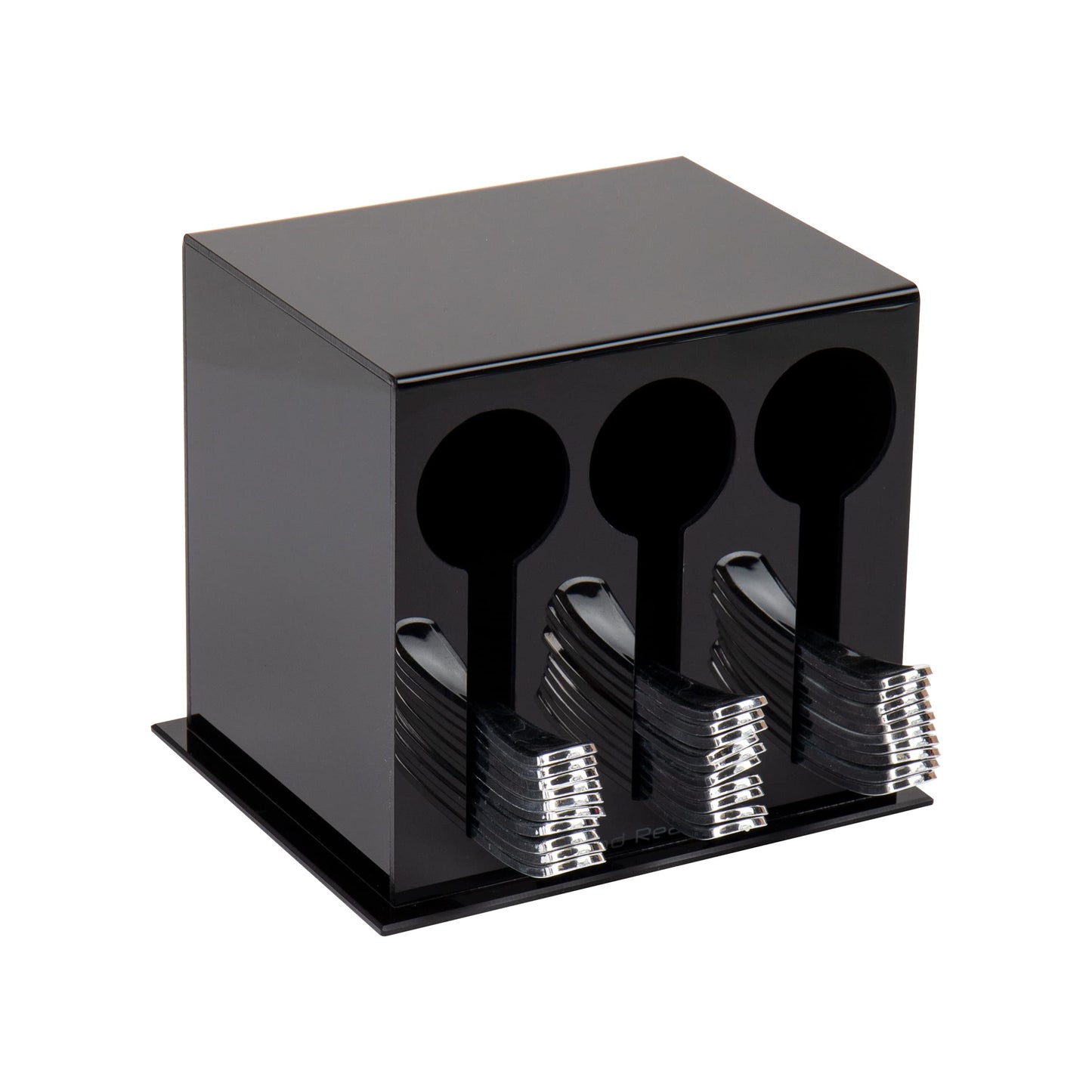 Mind Reader Foundation Collection, 3-Compartment Utensil Dispenser, 24pc Capacity per Compartment, Cutlery Storage, Countertop Organizer, Kitchen and Breakroom, 5.75" L x 7" W x 6" H, Black