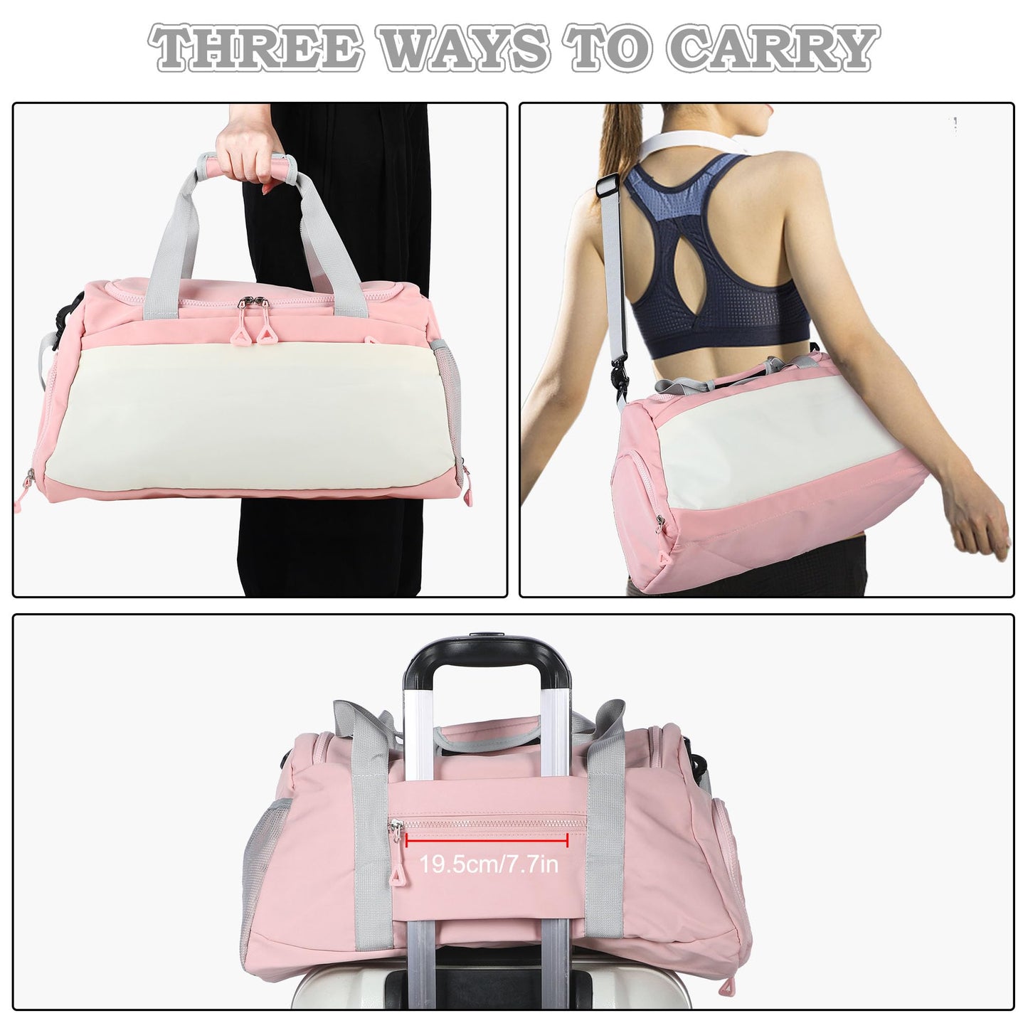 Sports bag for men and women, pink, fashionable.