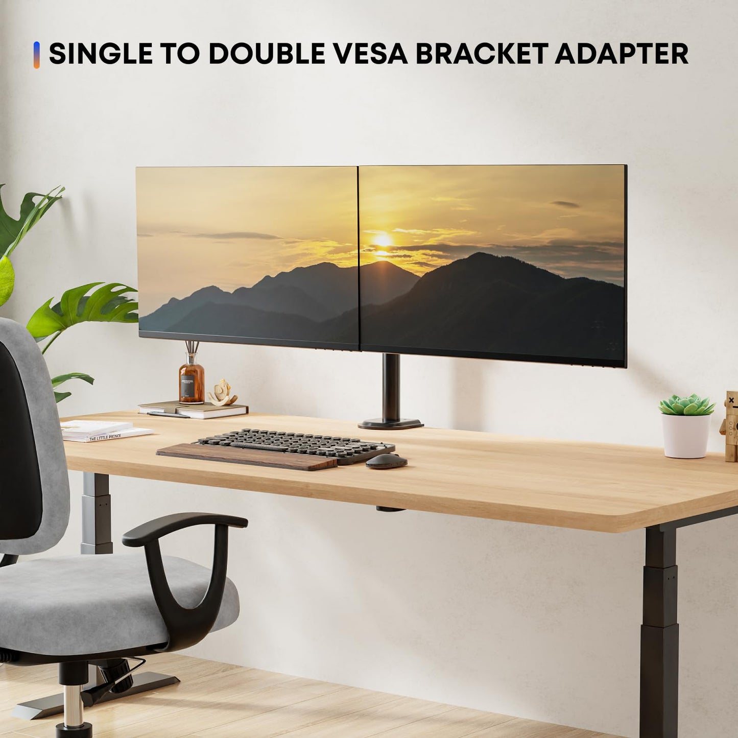Dual Monitor Mount Adapter for Monitor 13-27 inches, Dual Monitor Adapter for Monitor Mount Arms for Computer Monitors, Max. 10kg, VESA 75x75/100x100mm