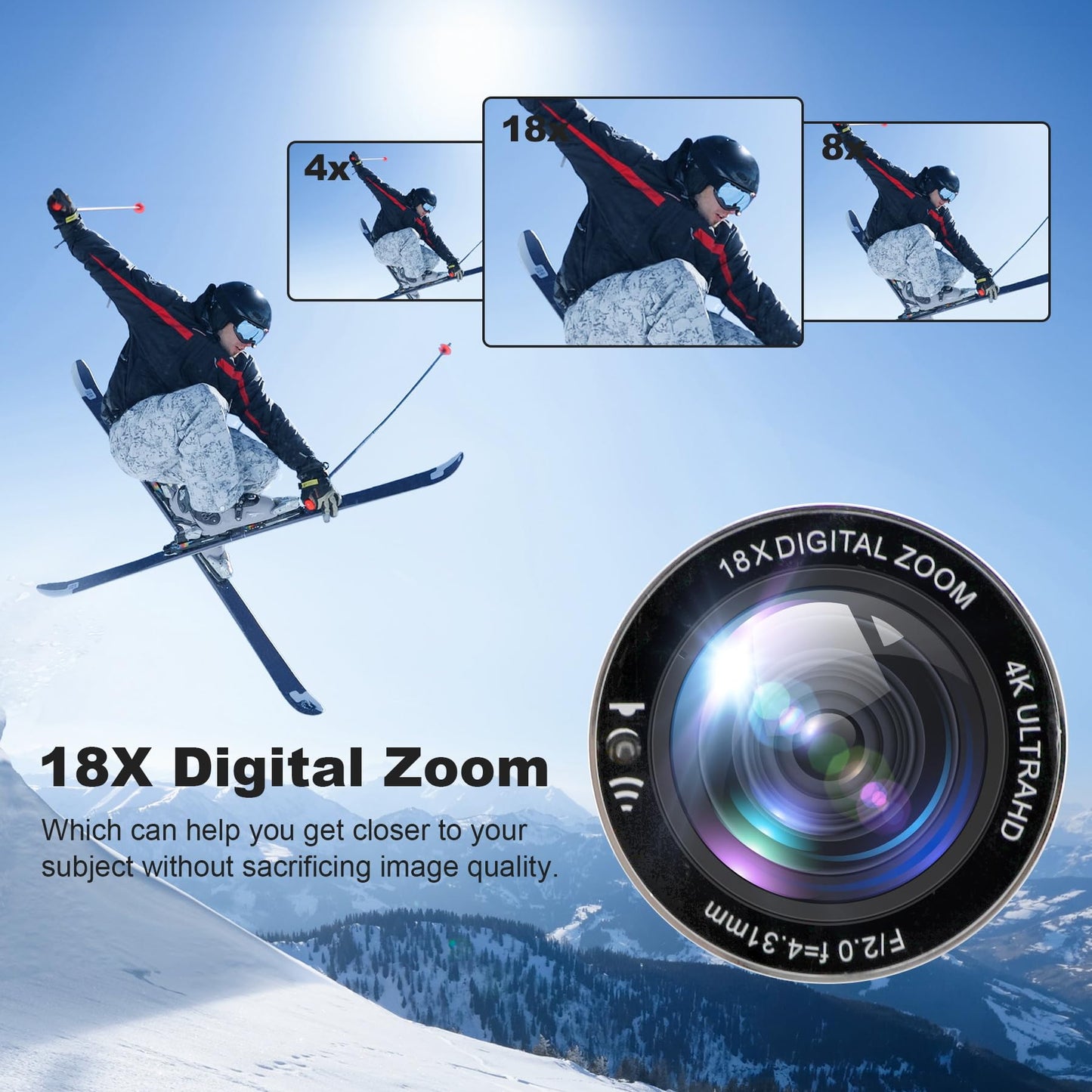 Hojocojo 4K Camcorder 48MP 60FPS, 18X Digital Zoom Webcam Video Camera Vlogging Camera for YouTube with Hand Stabilizer, Lens Hood, Remote Control, 2 Batteries, 32GB SD Card