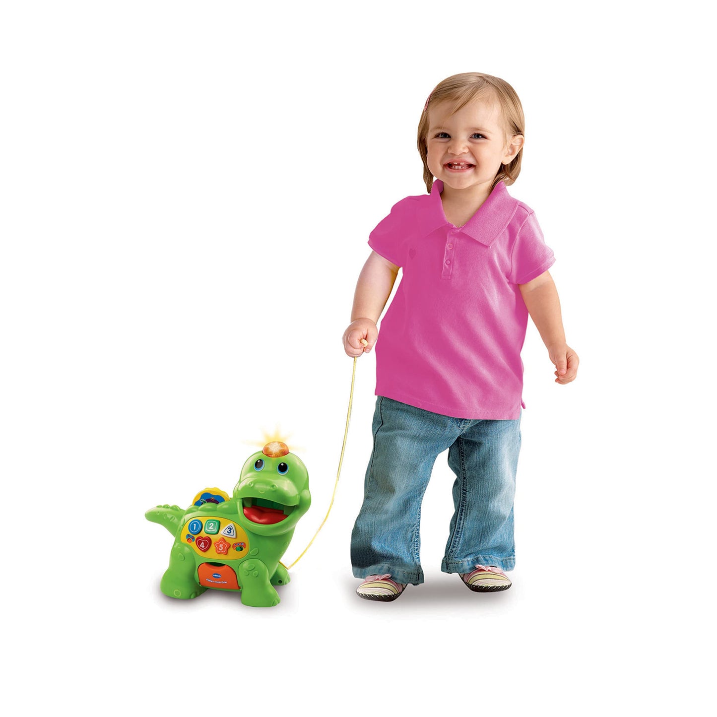 Vtech Baby Feed Me Dino - Talking dinosaur for feeding and learning, with songs, buttons, and quiz game - For children aged 12-36 months.