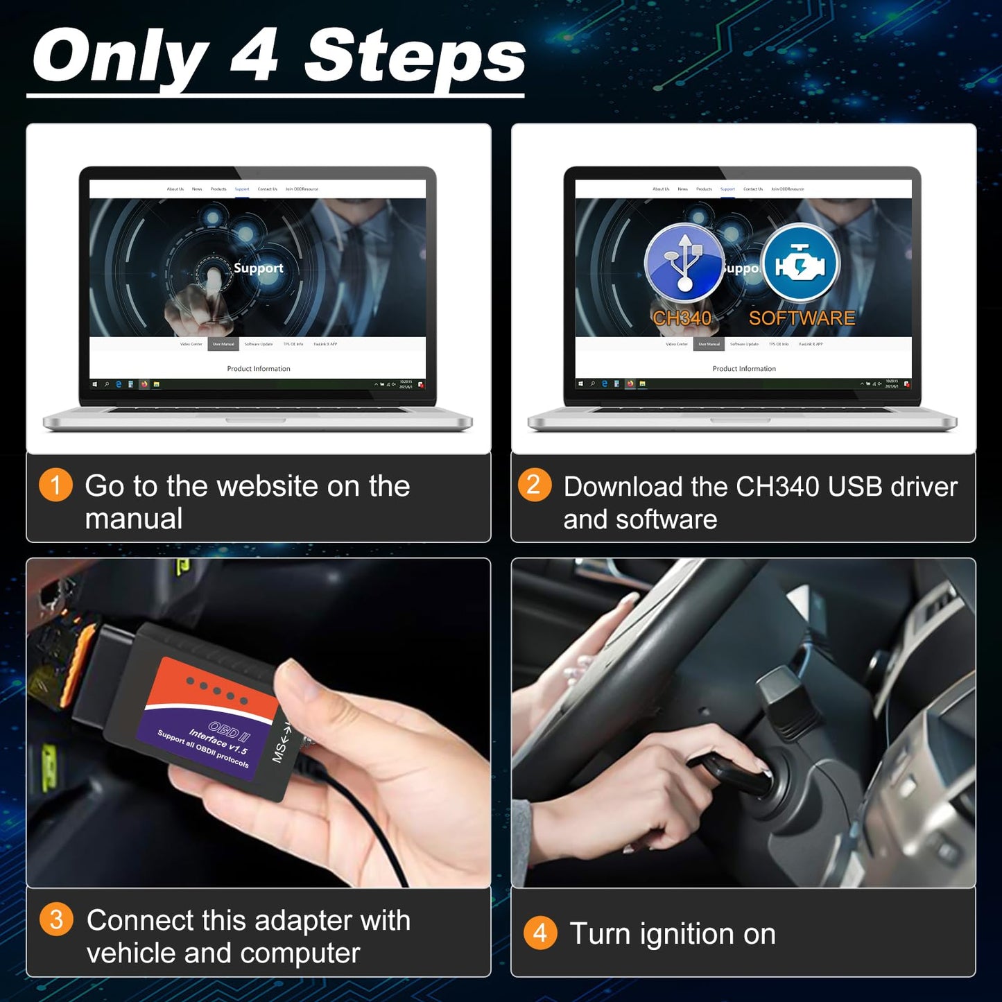 Forscan ELMconfig OBD2 Adapter - USB scanner with MS-CAN/HS-CAN switch - Professional OBDII diagnostic scan tool for Ford and Mazda.