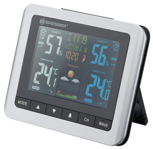 Bresser 7007510 Weather Station with Outdoor Sensor MeteoTemp WTM with Indoor and Outdoor Thermometer, Hygrometer, Air Pressure, Moon Phases, and Weather Forecast, Gray