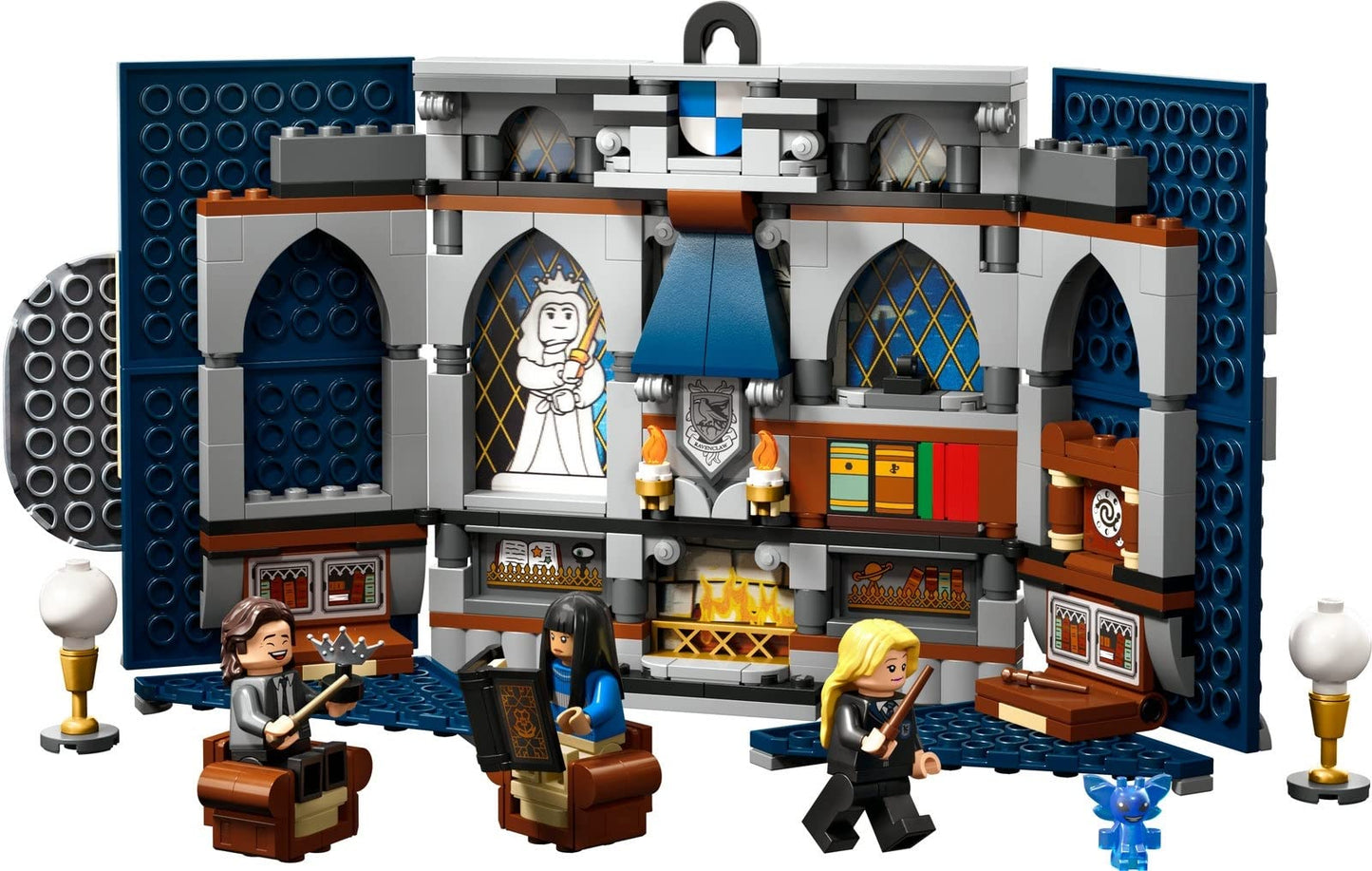 Lego 5-piece set: 76409 Gryffindor House Banner, 76410 Slytherin House Banner, 76411 Ravenclaw House Banner, 76412 Hufflepuff House Banner, & 30392 Hermione's Desk