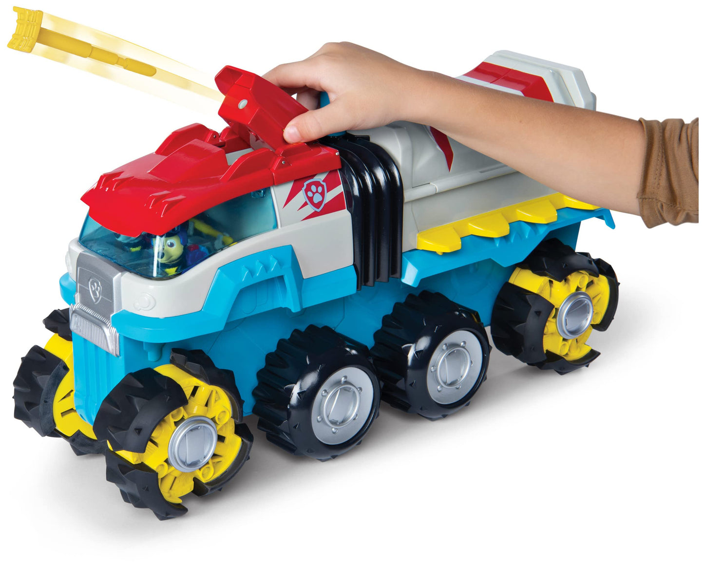 PAW PATROL Dino Rescue Dino Patroller team vehicle with motorized drive, Chase figure and large dinosaur, for ages 3 and up, battery-operated, with sound effects and room for basic vehicles.