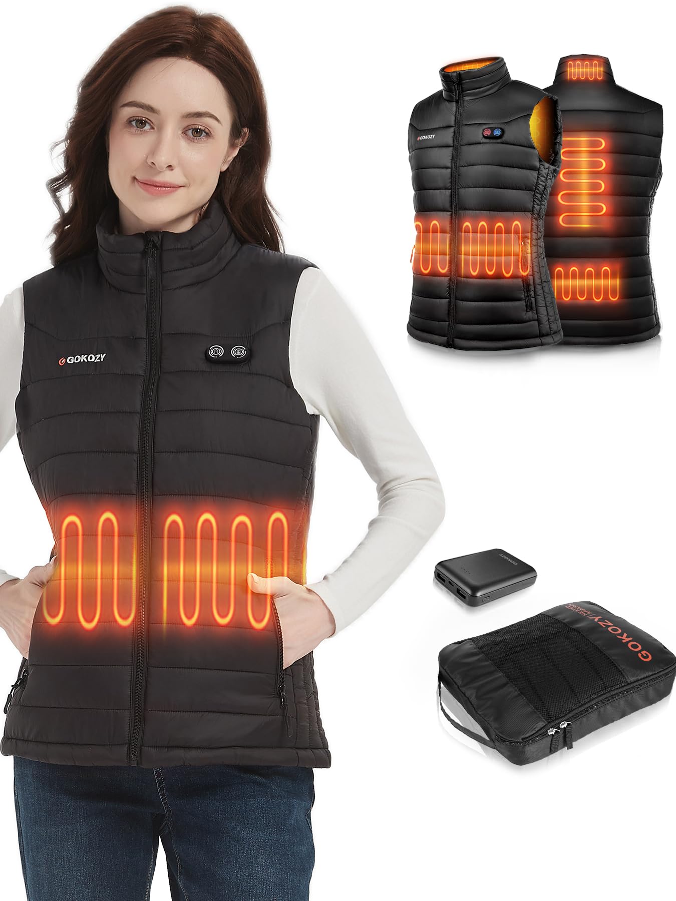Gokozy Heated Vest for Women - heated vest with battery pack | Lightweight and warm coat | heated outdoor jacket