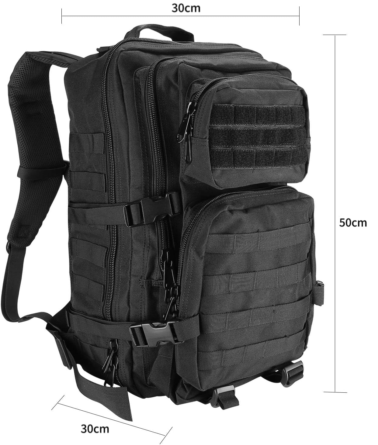 ProCase 40L Military Tactical Backpack, Large Capacity 3 Day Army Assault Pack Bag Go Bag Backpack for Hiking, Hunting, Trekking, Camping, and other outdoor activities - Black