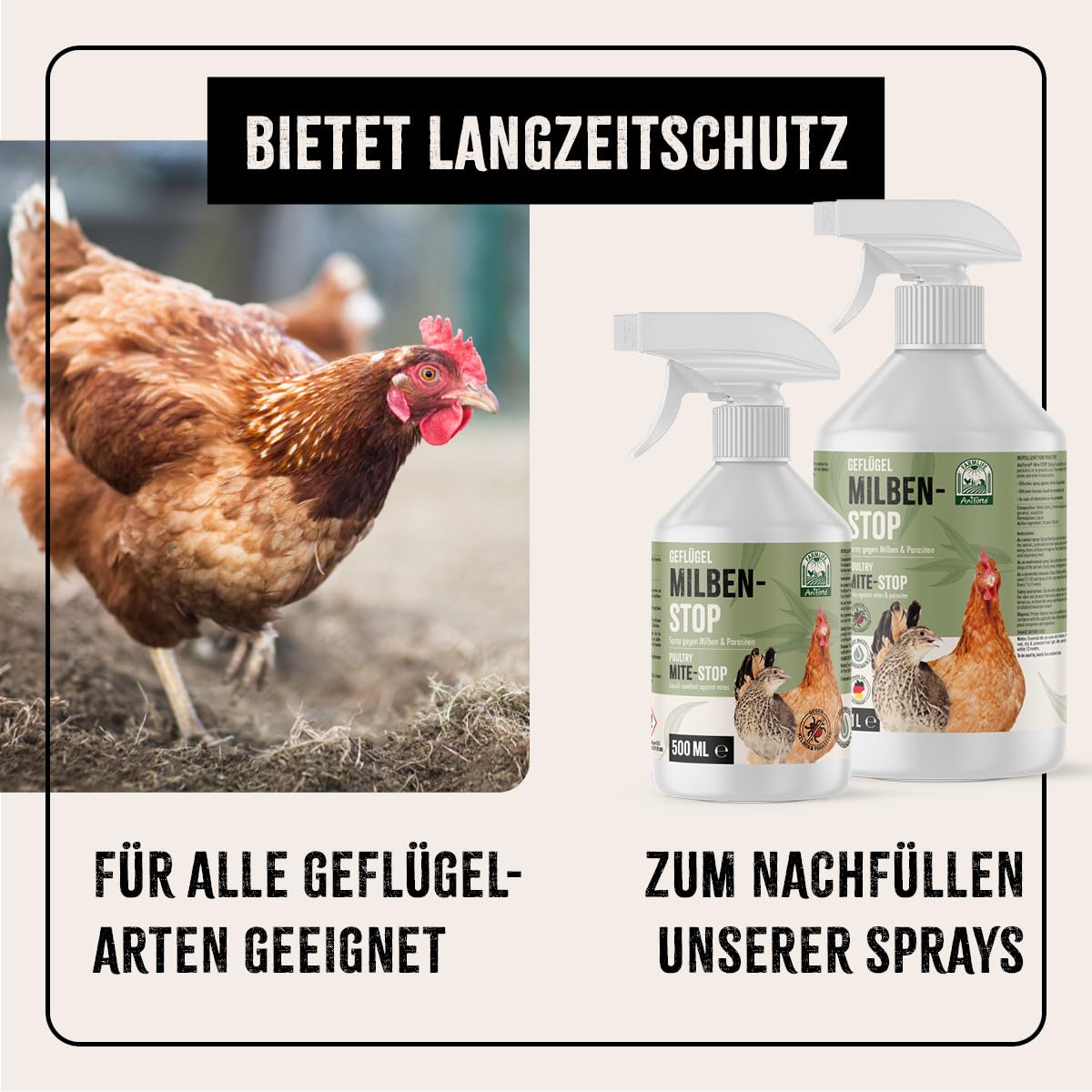 AniForte Mite Stop Liquid for Chickens & Poultry 5 Liters - against mites & parasites, for acute infestation & preventive measure, effective defense, ideal for refilling AniForte Mite Stop Spray.