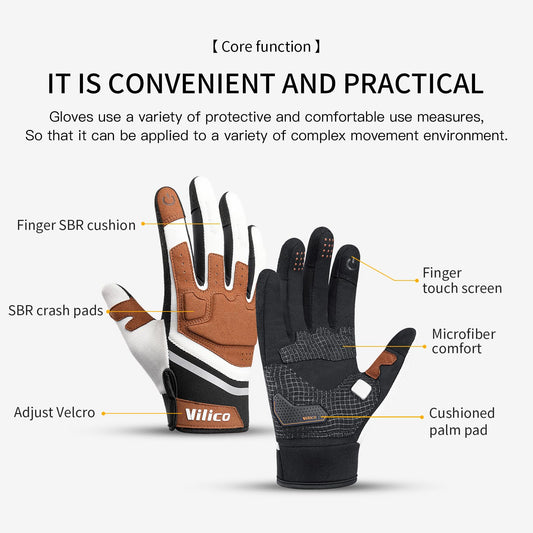 Vilico Motorcycle Gloves Summer, Motorcycle Gloves Men Women Touchscreen, Tactical Gloves for Airsoft Motocross Bike-Orange, Size M