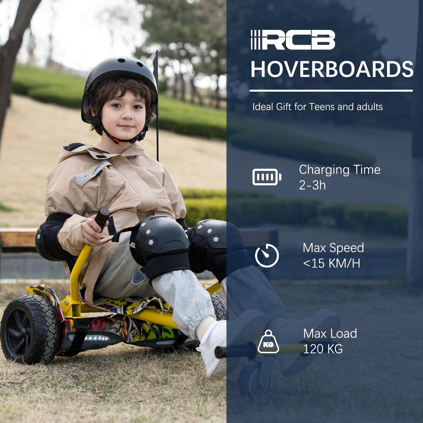 RCB Hoverboards SUV with Seat Hoverboards Off-Road, App-enabled Bluetooth Hoverboards, 8.5'' Hummer + Hoverkart Go Kart for Self Balancing hoverboards, Gift for Kids