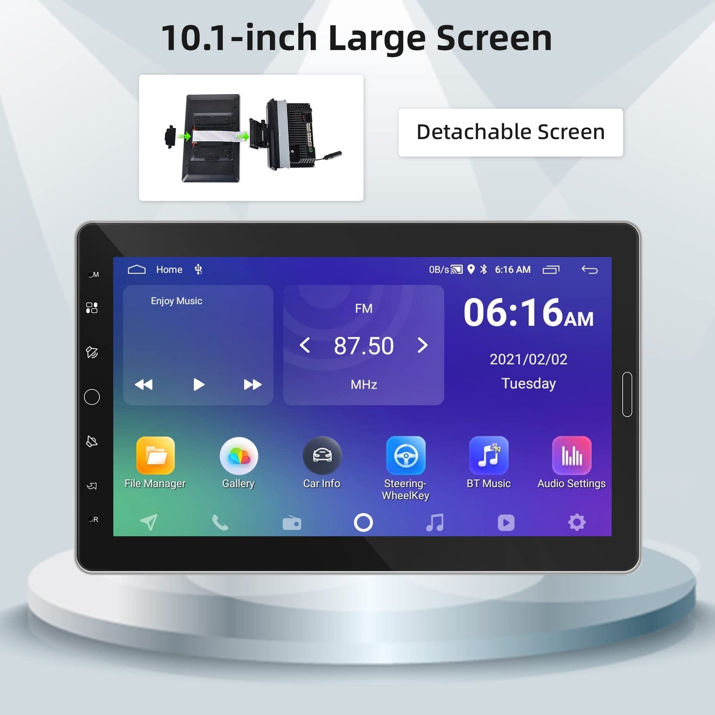 Android 13 car radio 1 Din with GPS navigation WiFi Bluetooth hands-free calling 10.1 inch detachable touchscreen car radio with Mirror Link Bluetooth FM/RDS/EQ/DAB/OBD/DVR steering wheel control backup camera