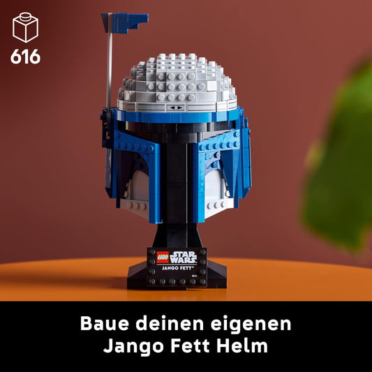 LEGO Star Wars 75408 Jango Fett Helmet - Mandalorian building set for adults - model with stand, name plaque, and adjustable antenna - gift for Attack of the Clones fans.