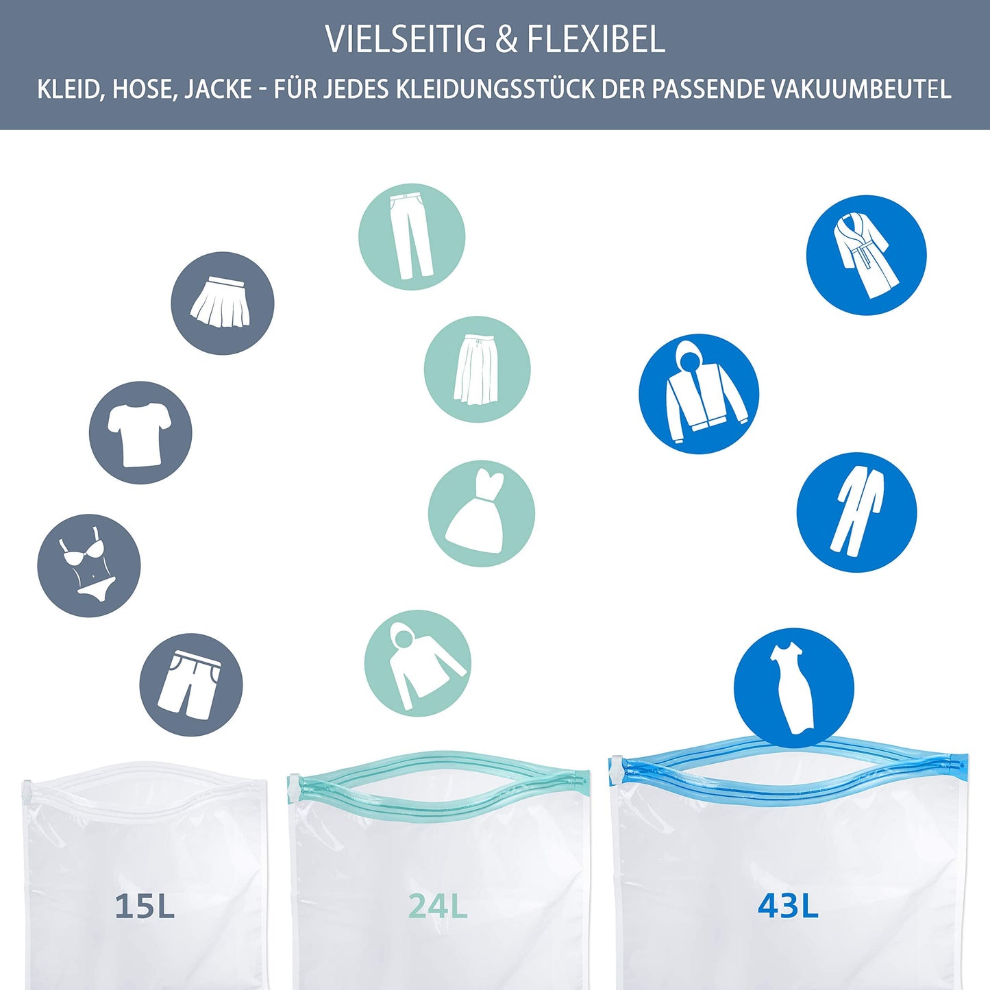 NORDIC Vacuum Bags Travel (set of 10) in 3 sizes I Compression Bags I Travel Vacuum Bags I Vacuum Bags for Clothes I Vacuum Storage Bags I Roll by Hand I No Vacuum Cleaner