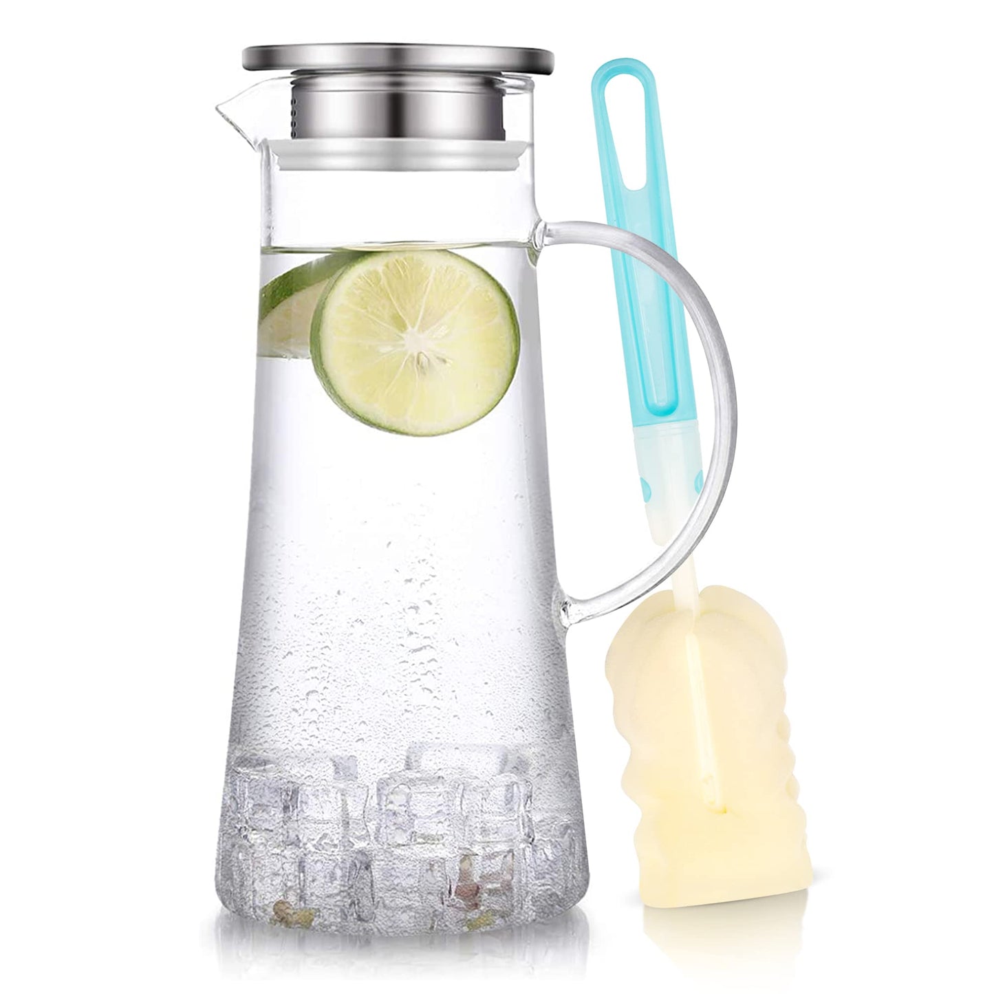 SUSTEAS 1.5 liter glass carafe, carafe with lid, iced tea jug water pitcher hot cold water iced tea wine coffee milk and juice beverage carafe water carafe