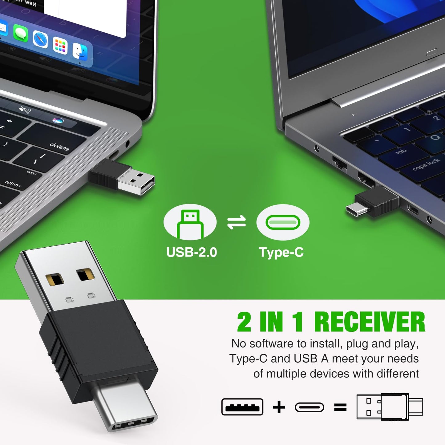 Rechargeable USB C Green Presenter, 2.4 GHz Wireless PowerPoint Remote, Green Pointer for Presentations, Presentation Remote for Windows/Mac/PowerPoint/Keynote/Google Slides/PDF.