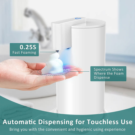 Automatic Foam Soap Dispenser Electric: YISH White Electric Soap Dispenser with Sensor Touchless Foam Soap Dispenser 260ml for Kitchen Bathroom USB Rechargeable