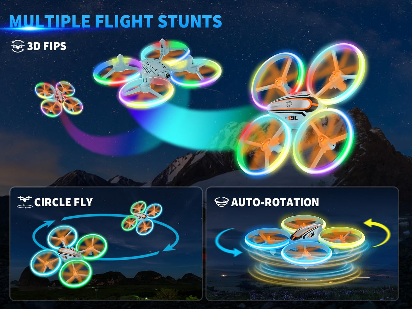 i9C Drone with HD Camera for Kids, Mini Drone with Colorful LED Lights, RC Quadcopter with Headless Mode, Flight Path, Toy Gifts for Boys Girls Beginners