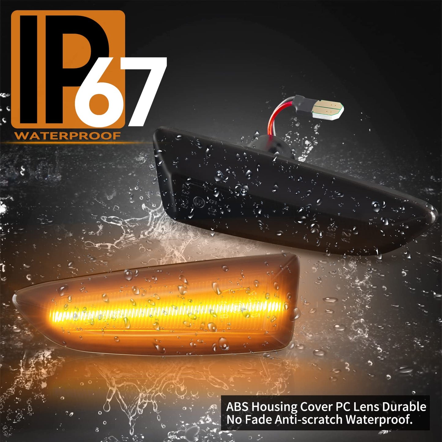 OZ-LAMPE LED indicators for Opel Astra K Astra J Zafira C Insignia B Grandland X, LED side indicators 2 pieces black, LED indicator light with Canbus.