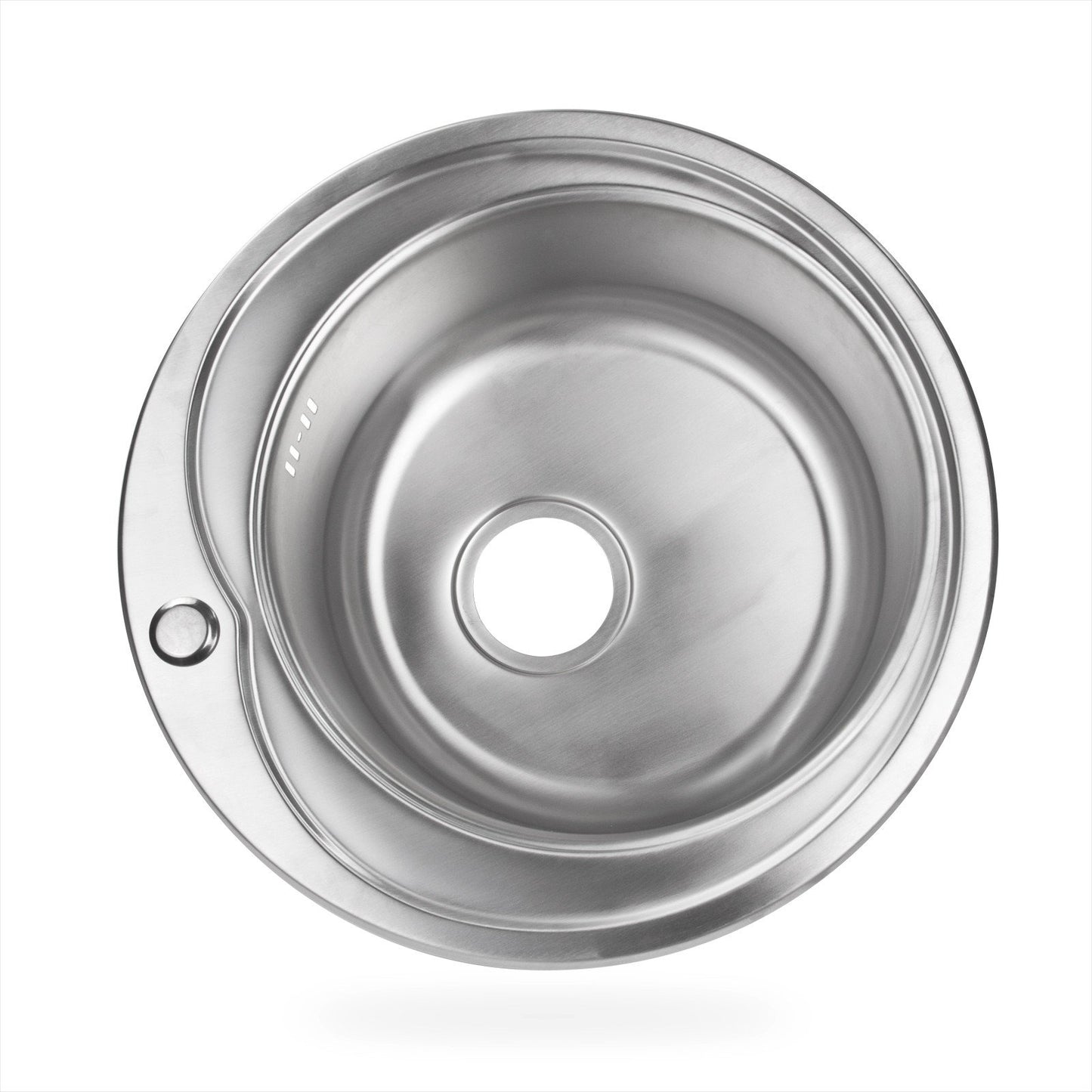 Stabilo-Sanitaire round and compact built-in sink with integrated overflow made of high-quality stainless steel, kitchen round basin 49cm kitchen sink in beautiful and modern design.