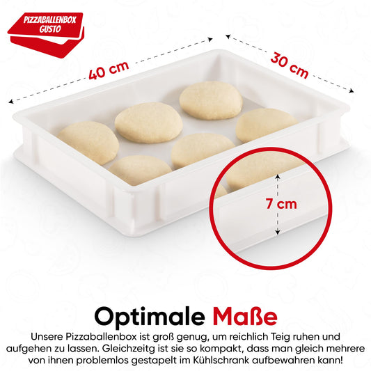 THE BOX FACTORY 2x Pizza Ball Box Gusto + 1 Lid, 40x30x7 cm | Proofing Box, Dough Tray for Pizza Dough. Dough box for 6 pizza balls, pizza dough container (2x Gusto Box + 1x Lid)