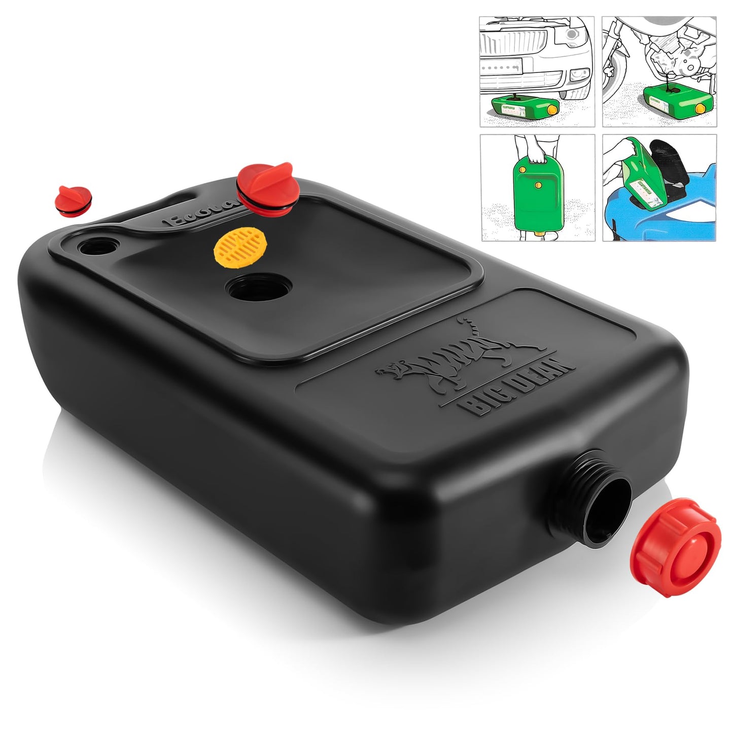 BigDean Oil Change Canister in Black 10L – Oil container with filter insert – Oil pan made from sturdy plastic – Helps with oil changes – Convenient storage for liquids – Made in Italy