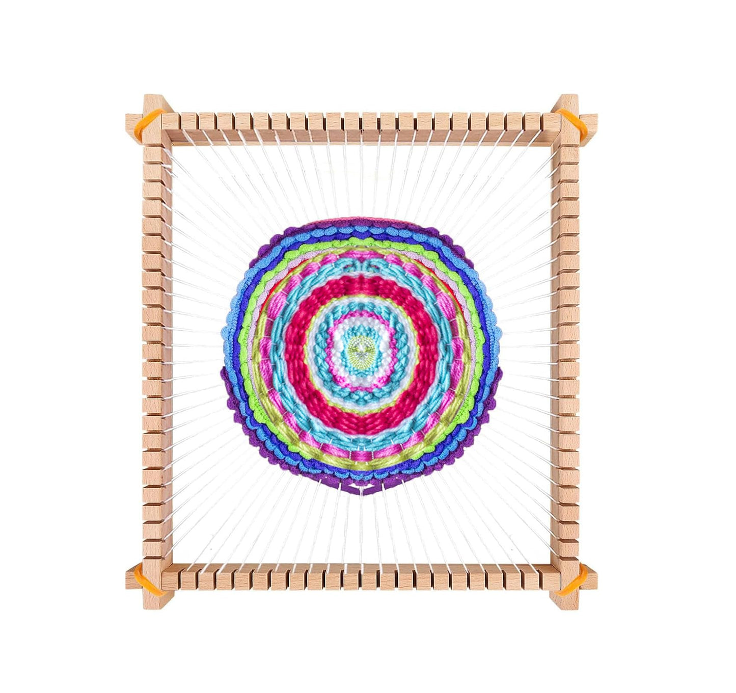 LYKTRIX Children's Wooden Loom Set, weaving frame for kids aged 4-12, includes 13 accessories (yarn, needle, weaving comb) for creating round/square wall hangings & coasters.