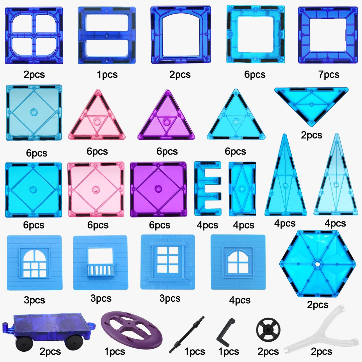 Magnetic building blocks 102 pieces Magnetic building toy for ages 3 years and up Magnets for kids Magnetic toys with Ferris wheel/2 cars Montessori children's toy for ages 3-9 years old Boy Girl Gifts