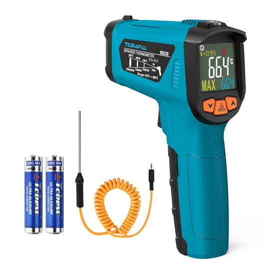 Infrared Thermometer (not for humans) -50°C to 800°C Tilswall IR Digital Laser Temperature Gauge with Cooking LCD Display for Cooking/Barbecue/Pizza Oven/Freezer/Industry