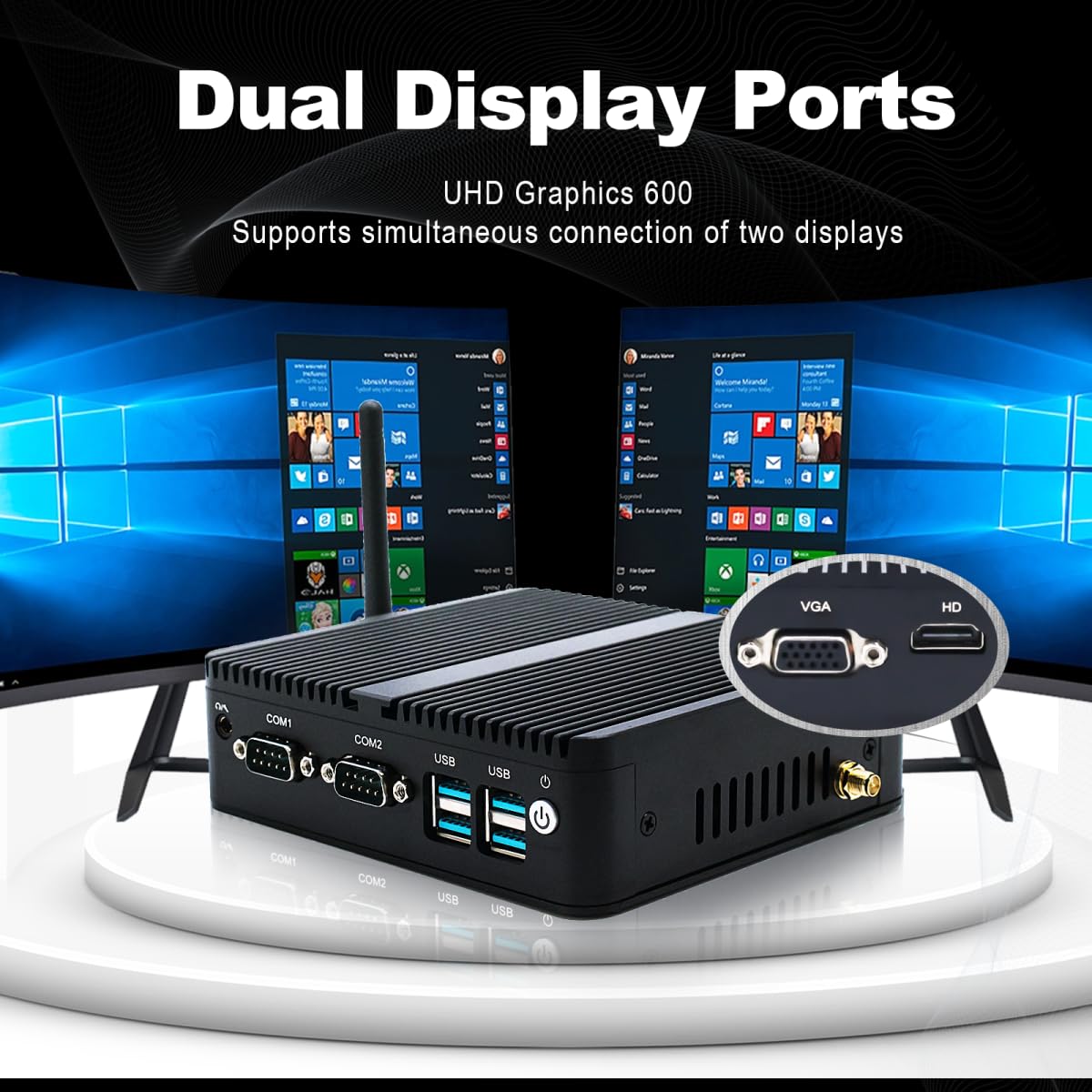 WEIDIAN Industrial PC Fanless Mini PC Celeron J4125, 8GB RAM 128GB SSD, 2RS232 COM, 2Gigabit LAN, HD+VGA, Win11 Fanless Industrial Fanless Embedded Mini Computer Linux Auto Power On.