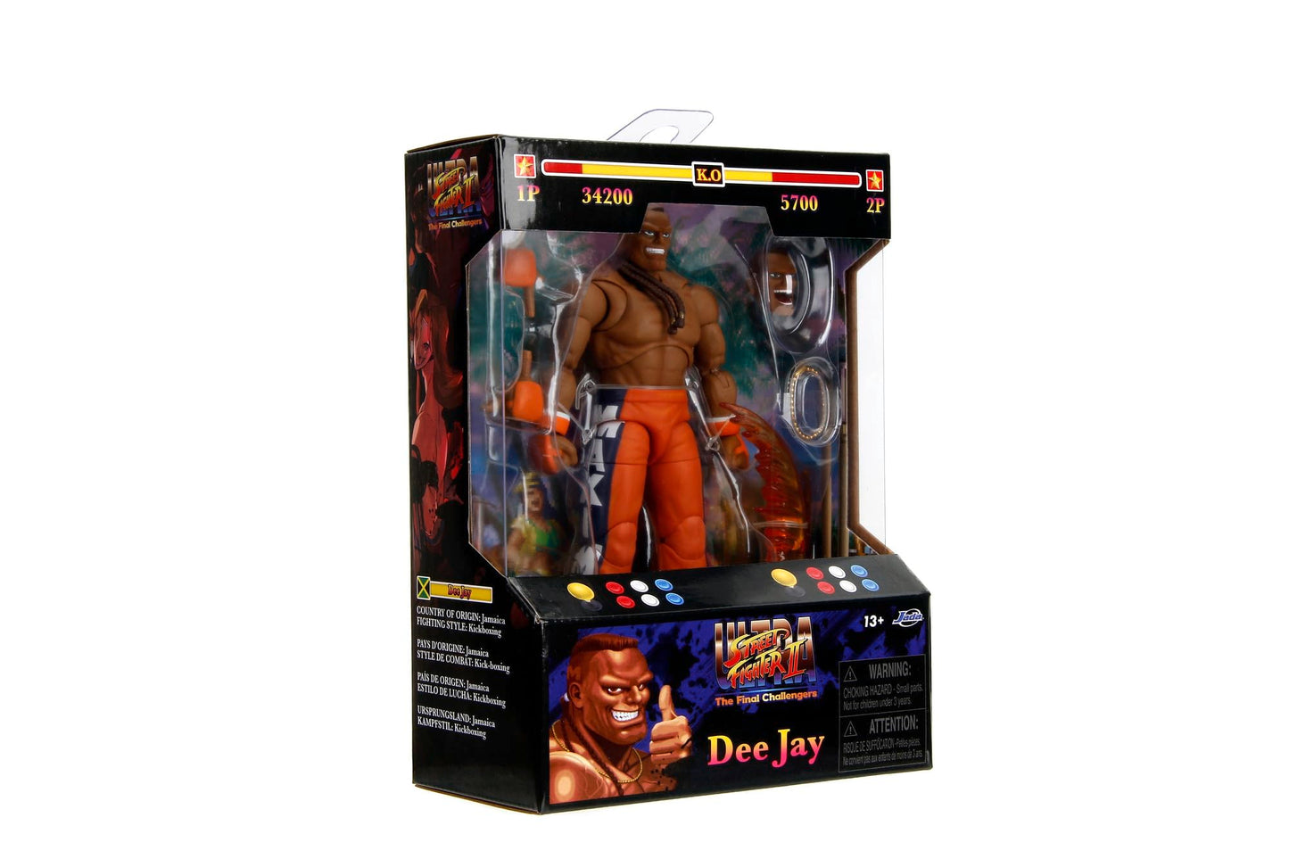 Jada Toys Street Fighter Figure DEE Jay (15 cm) - poseable collectible and action figure from Street Fighter 2: The Final Challengers, with alternate head, hands, and accessories, for ages 13+