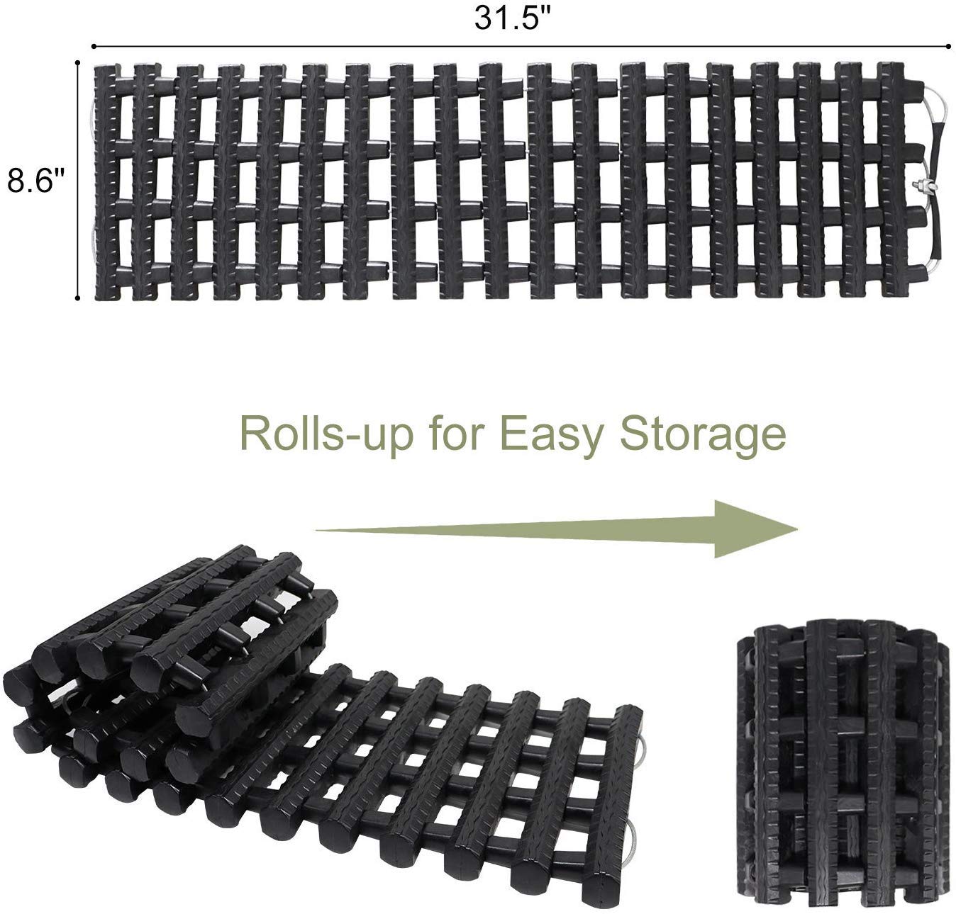 Jolitac 2 Piece Traction Aid Set Sand Mat Tracking Mat for Snow, Ice, or Mud 80 x 22 cm