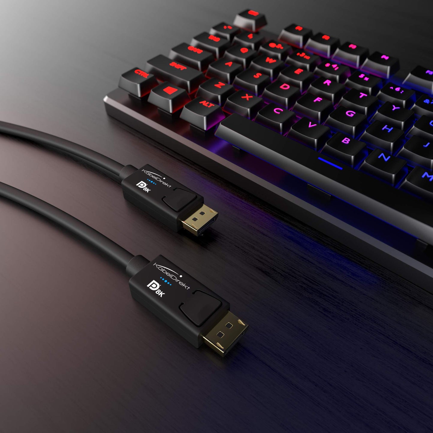 KabelDirekt - 8K DisplayPort Cable & DP Cable, with special A.I.S. shielding & official VESA certification - 2m (for DP 1.4 Gaming PC/Laptop/Graphics Card/Monitor with 4K@120Hz, 144Hz/165Hz/240Hz).
