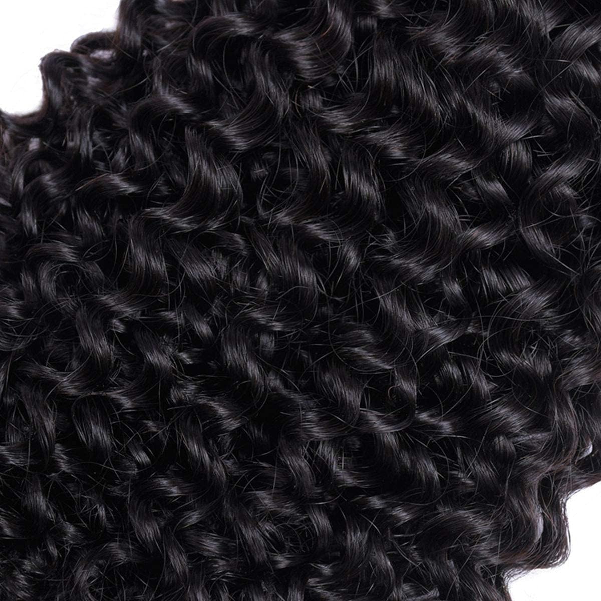 Curly Weave Bundles made of 100% human hair, 28 inches long. Unprocessed Brazilian Kinky Curly Virgin Human Hair for Black Women in natural color.