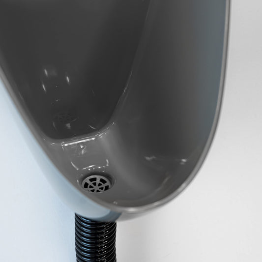 Agande Urinal plastic simple and waterless, with hose and hose clamp for camping garden basement construction site toilet, Made in Europe.