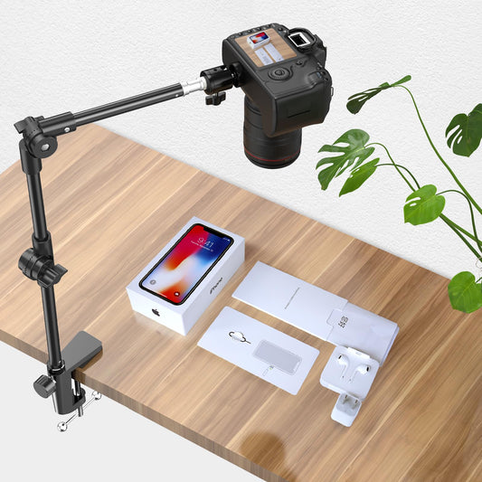 KDD Webcam Mount Camera Stand 55.1cm, with Phone Holder & 5/8" Screw, Light Stand Clamp 360° Gooseneck for Logitech C922 C930e C920 C925e C615 Brio 4K, GoPro Hero Blue Yeti