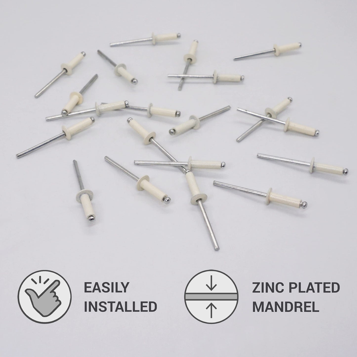 (400 pieces) Painted blind rivets 4.0 x 14 mm, dome head, DIN 7337, aluminum rivet and steel mandrel, pop rivets (400, pure white RAL 9010)
