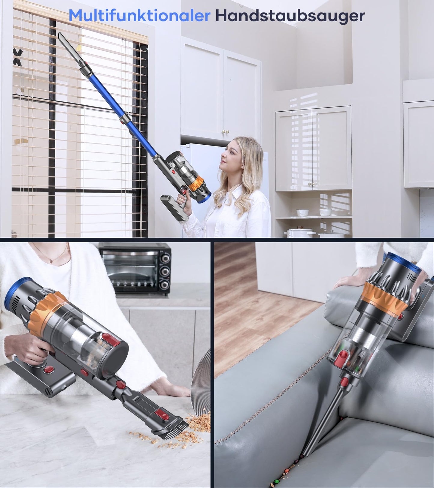MIBODE Cordless Vacuum Cleaner, 45000Pa/550W/70Mins with Smart Display, Automatic mode & Anti-Tangle Brush for Carpet, Hard Floor, and Pet Hair.