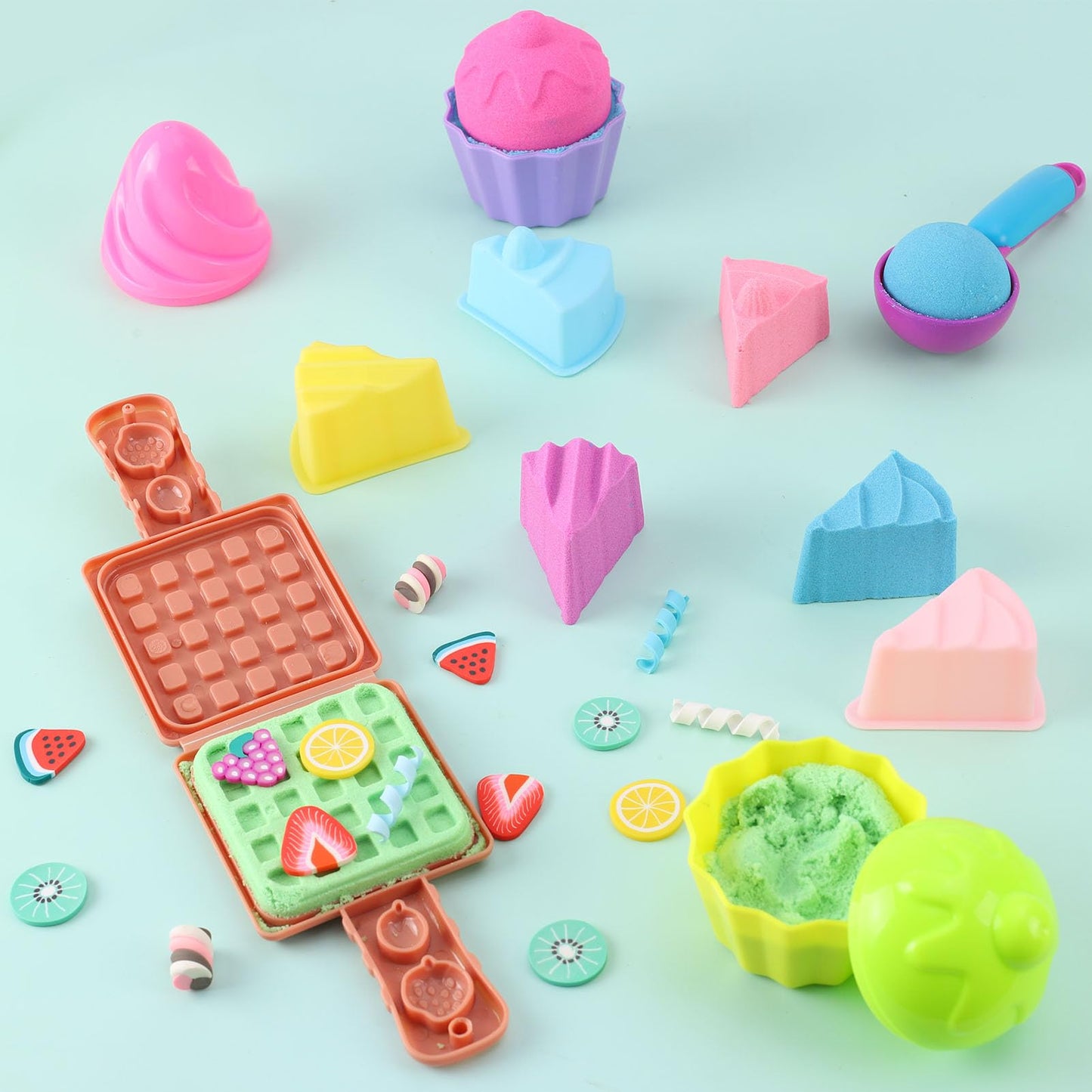 Toyssa Ice Cream Parlor Play Sand Sand Toys Ice Magic Sand Kit with 900g Kinetic Sand Cake Mold Play Money Ice Cream Toy for Kids, Play Sand Set Magic Sand Gift for Kids Girls 3 4 5 6 7 8 Years