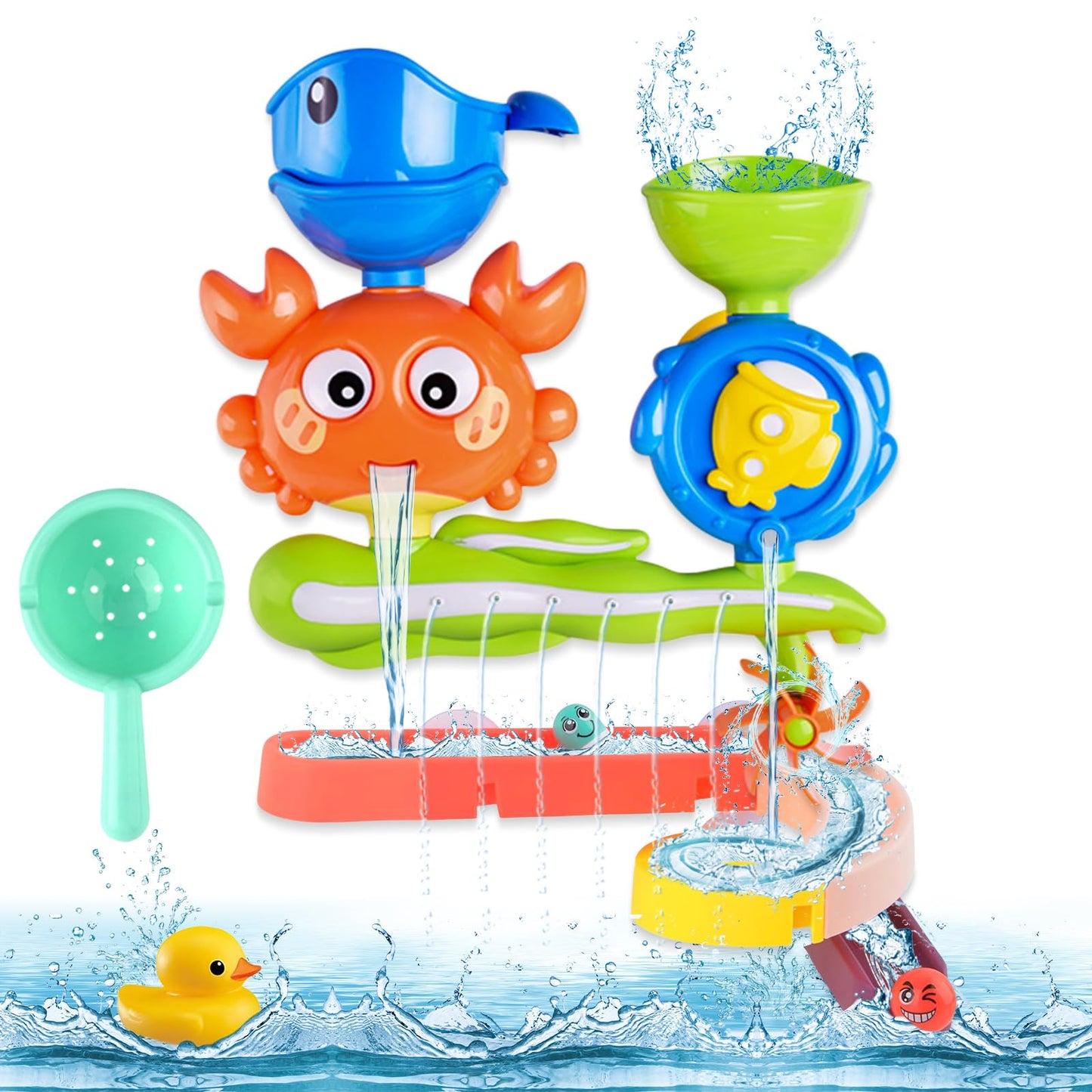 Bath toys for 3 4 5 6 years - DIY bath toys with ball track & suction cups, water toys for kids for girls & boys, educational bath gift.