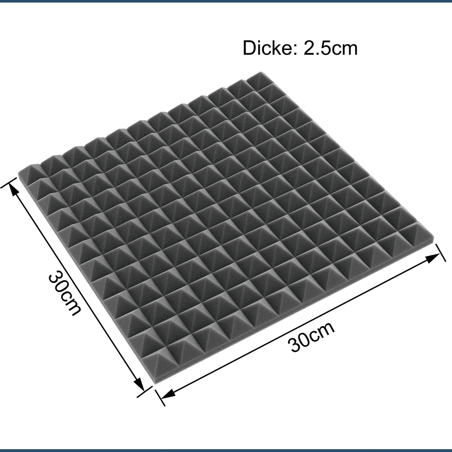 24 pieces of self-adhesive acoustic foam, pyramid foam, high-density 25kg/m³ convoluted foam, foam panel, soundproofing sound absorber for recording studio, office, home office 30x30x2.5cm