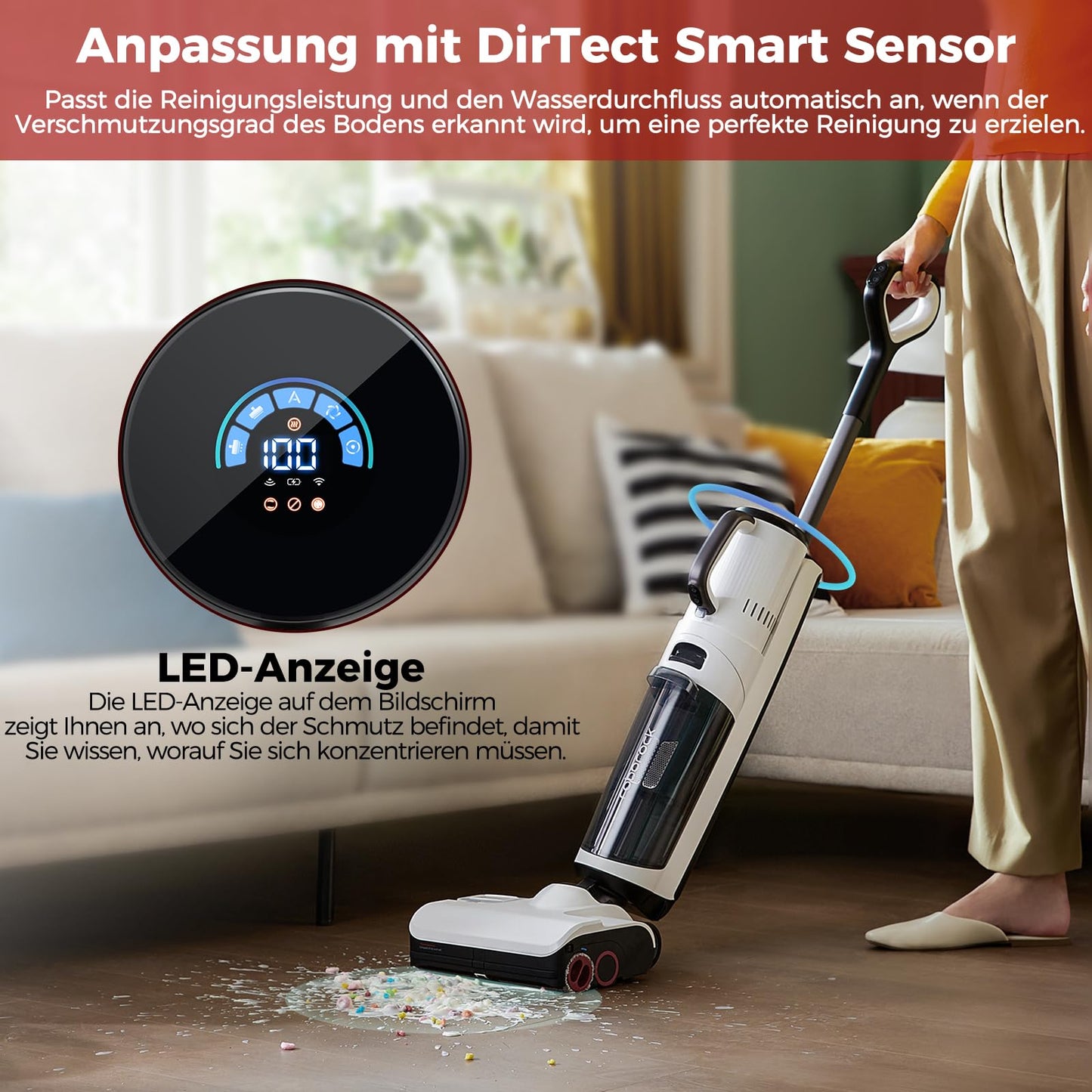 Roborock Dyad Pro Combo 5-in-1 Wet Dry Vacuum Wireless 17000Pa Mop with Battery Vacuum for carpet cleaning, electric mini brush and 2 cleaning heads, APP, voice control.